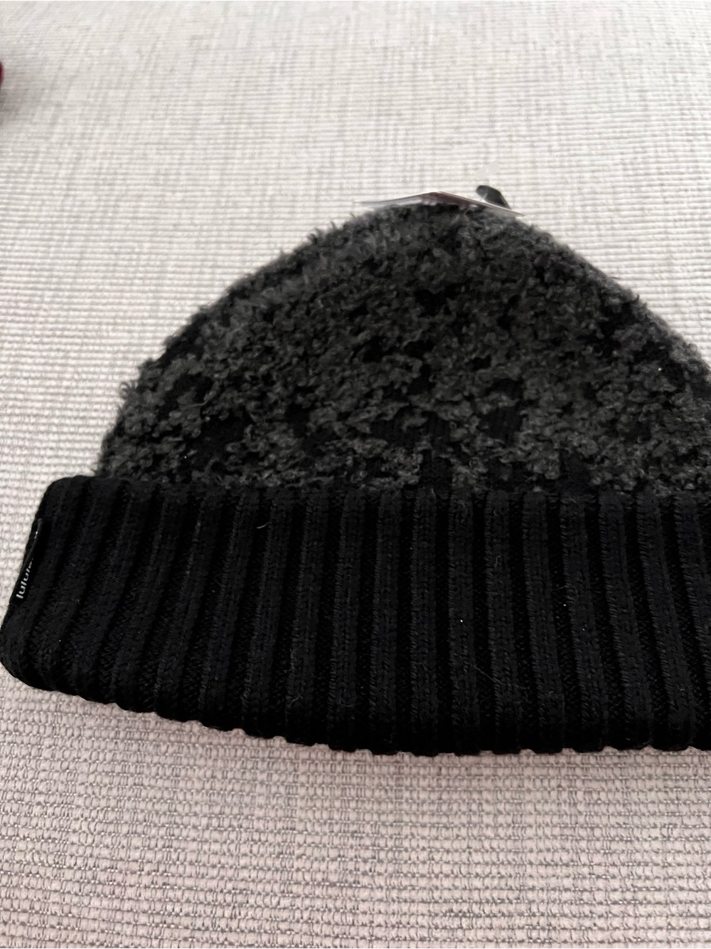 Black Rib-Knit Cuffed Beanie - Cozy Textured Knit